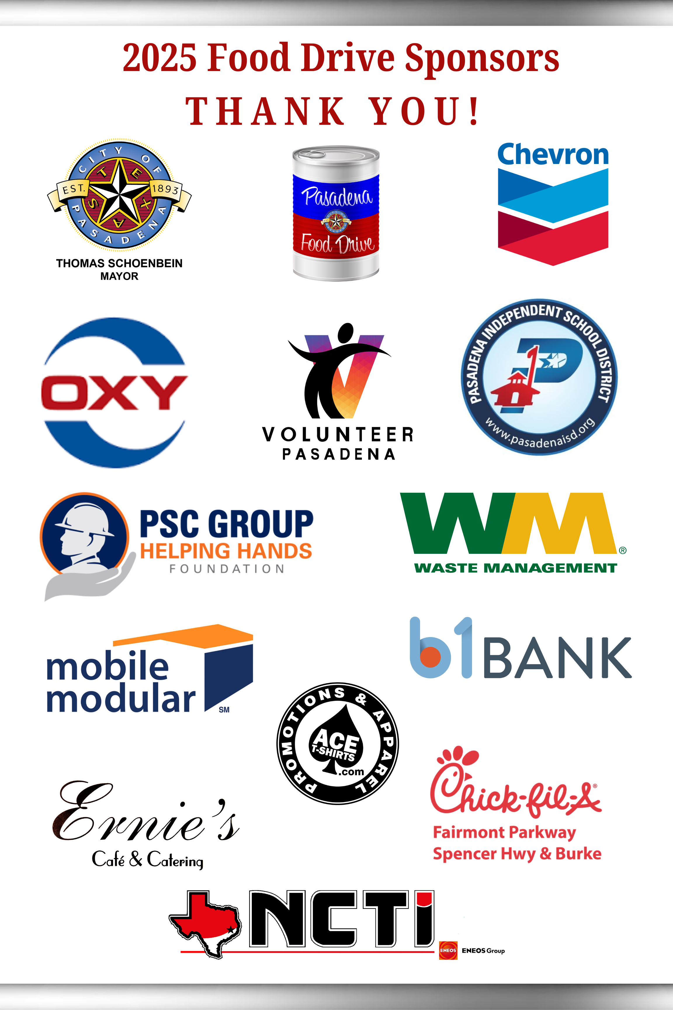 2025 Food Drive Sponsors THANK YOU!