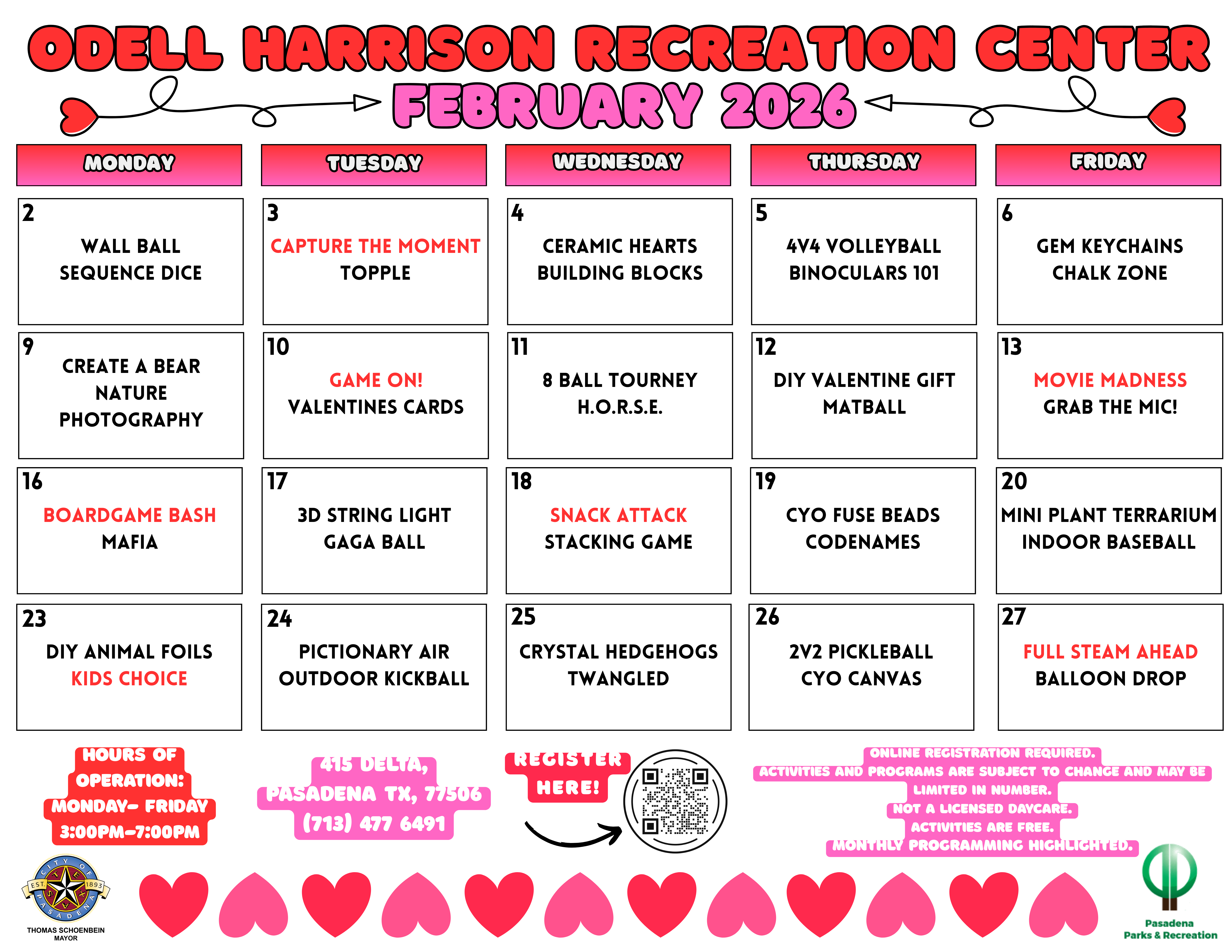 Odell February Calendar 2026