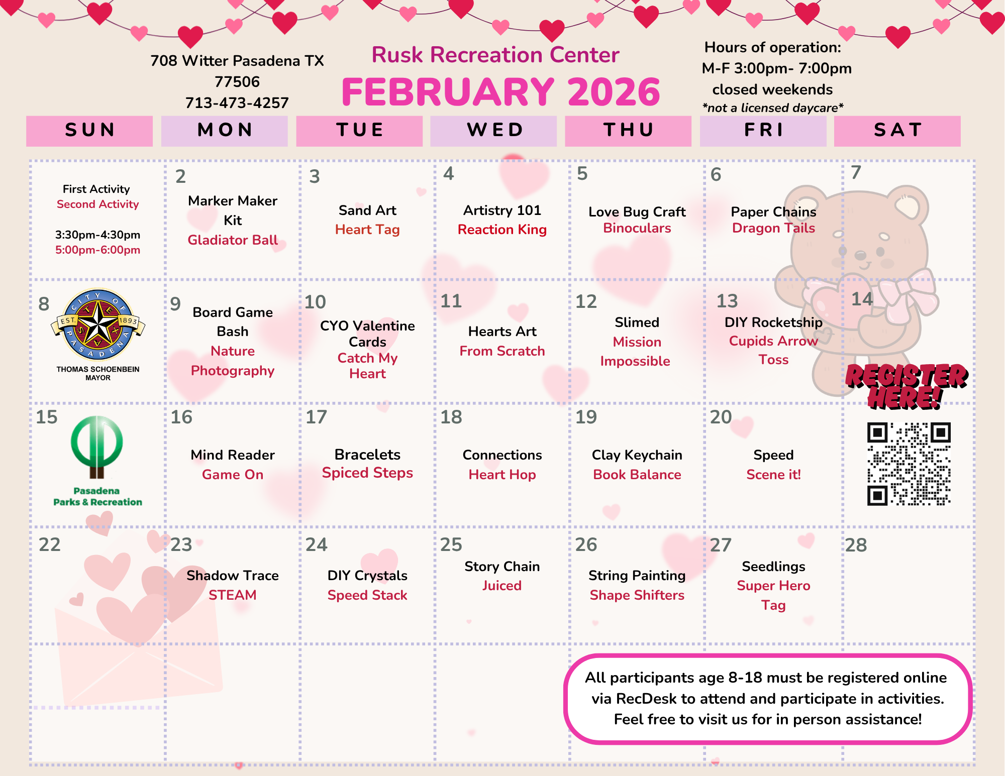 Rusk February Calendar 2026