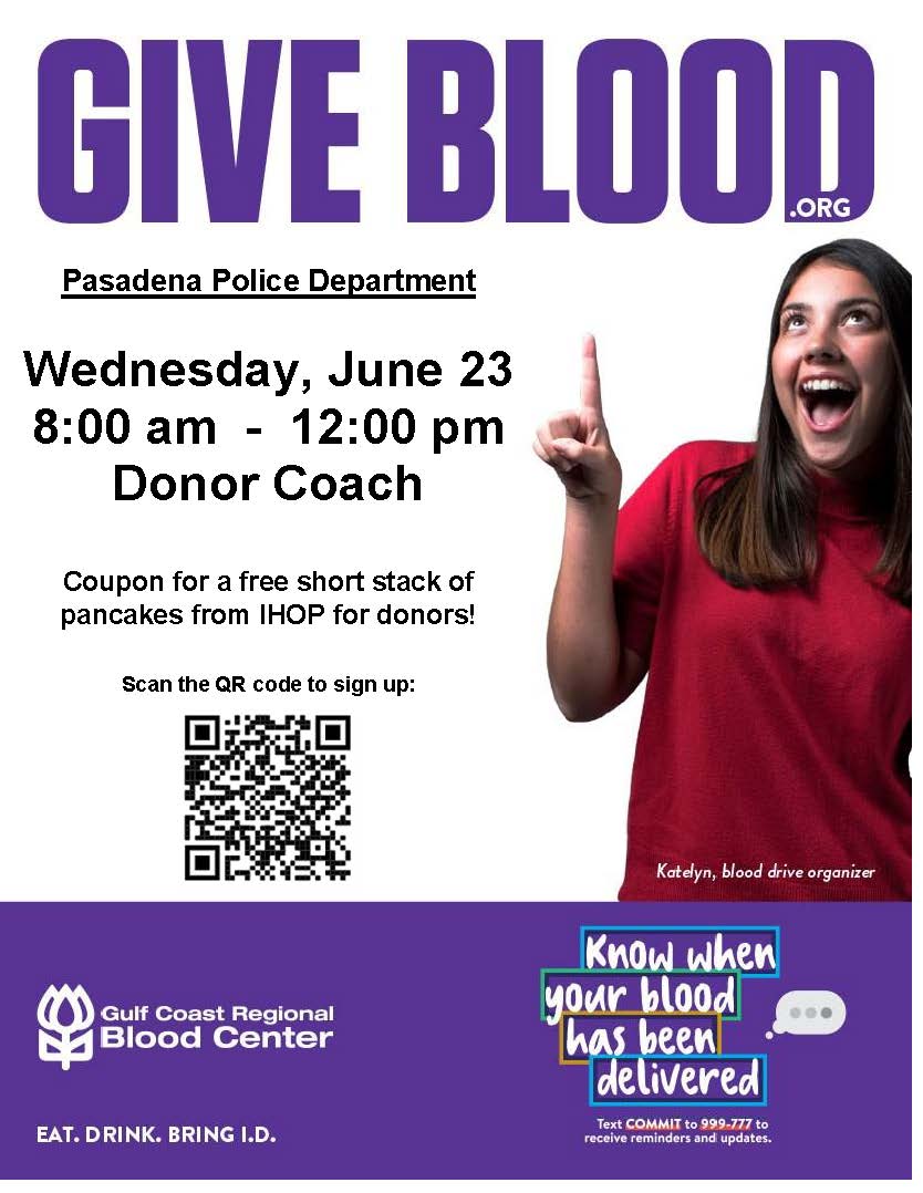 Pasadena Police Department Blood Drive 06.23.2021