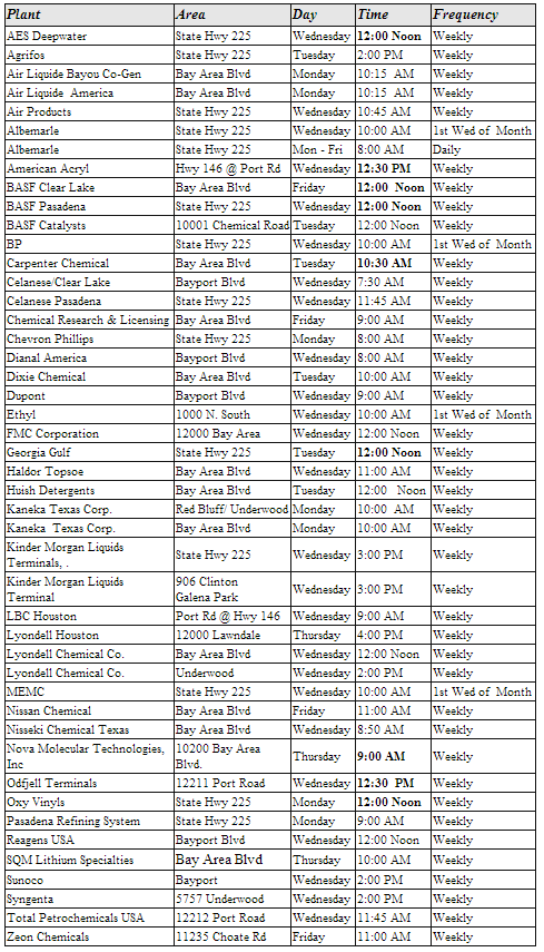 Emergency Warning System Schedule