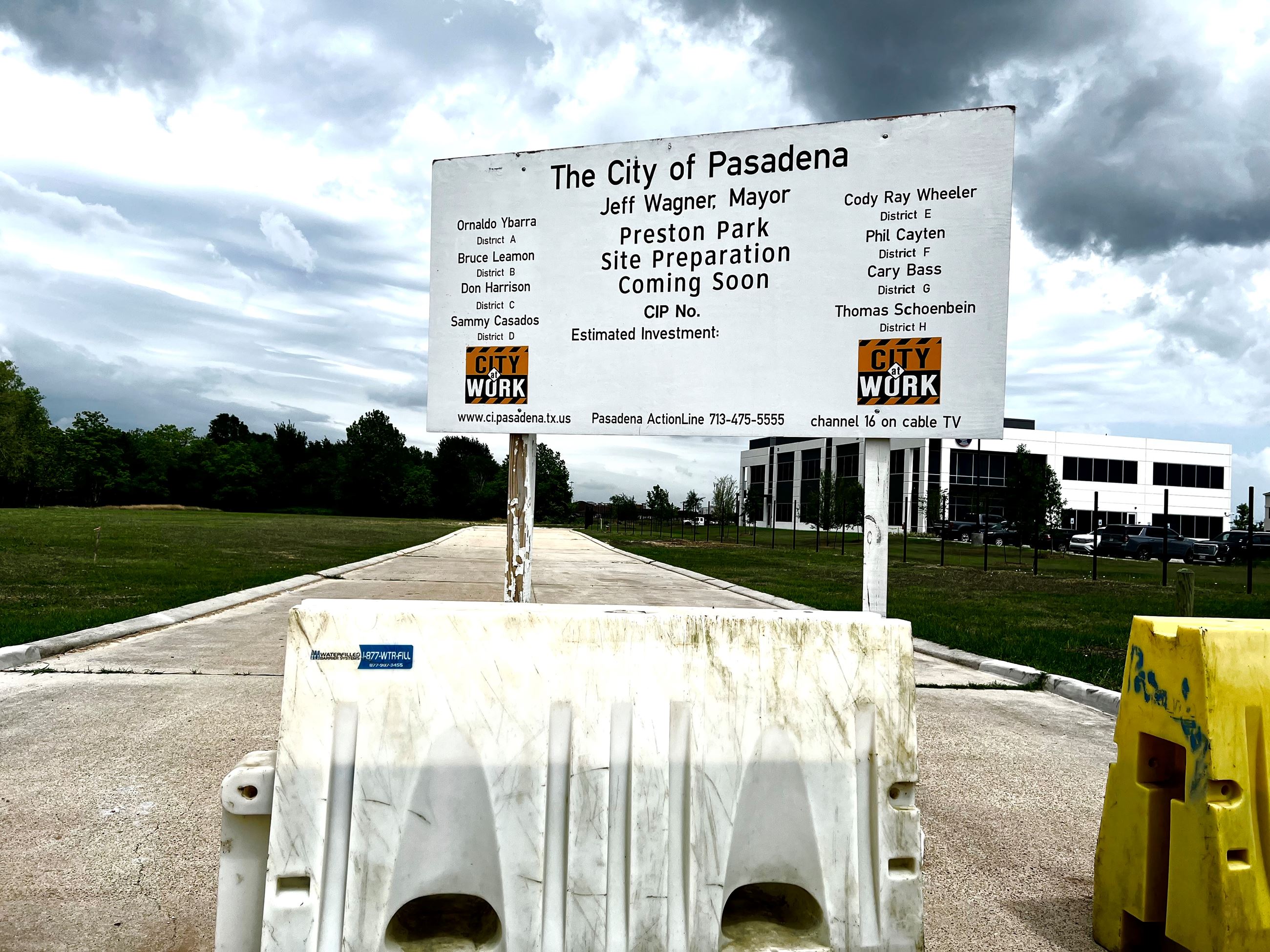 Sign at park entrance - construction coming soon