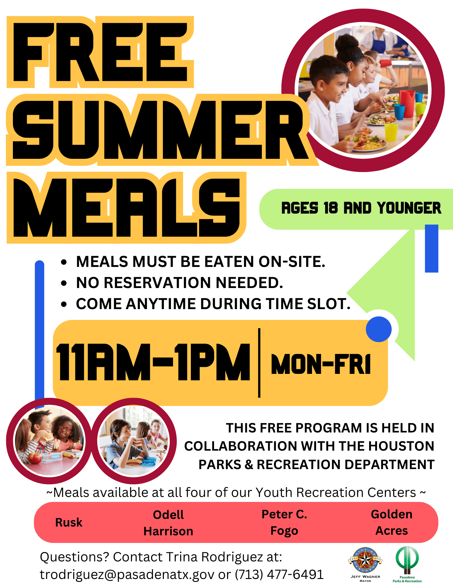 free summer meals info for youth